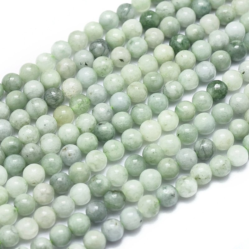 Fils de perles de jade naturel du Myanmar, rond, 4mm, 92pcs/Fils — Perles à bijoux