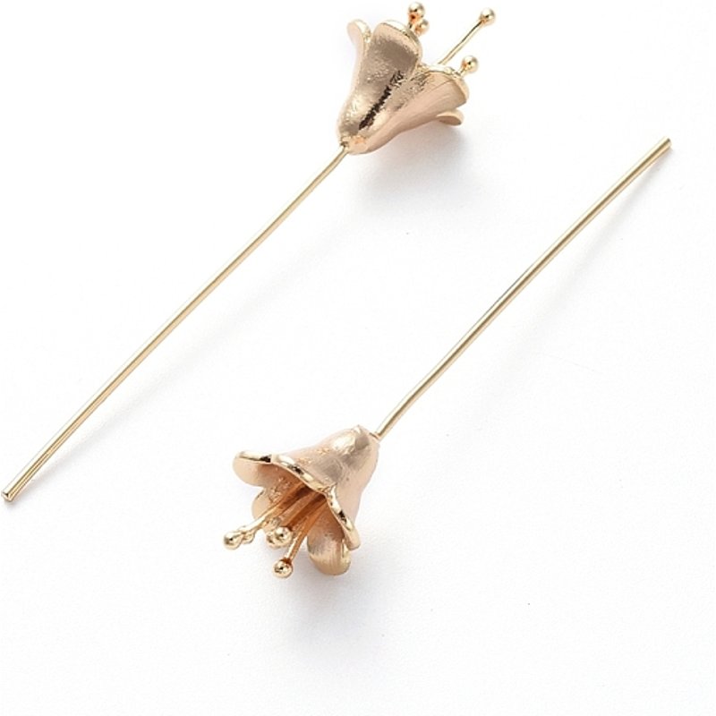 Épingles à tête en forme de fleur en laiton, plaquées or 18K — Accessoires pour bijoux
