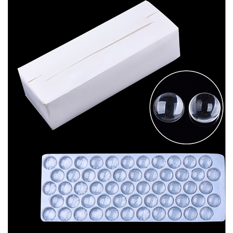 Cabochons en verre transparent, demi-rond/dôme, clair, 25x6mm — Pierres précieuses en vrac