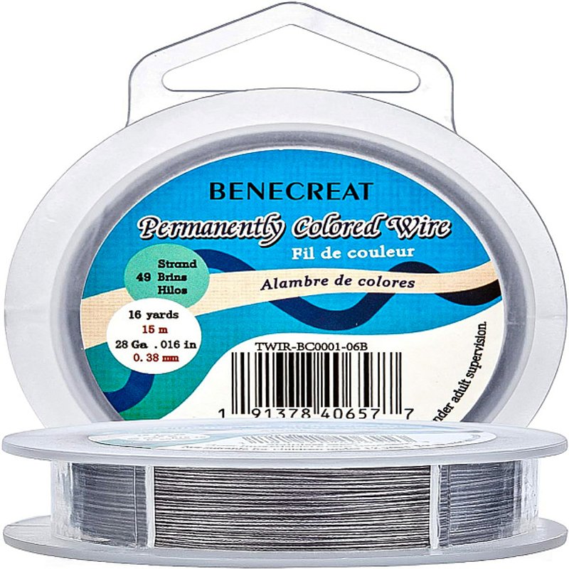 Benecreat 15m 0.38mm 49-Strand Tiger Tail Beading Wire