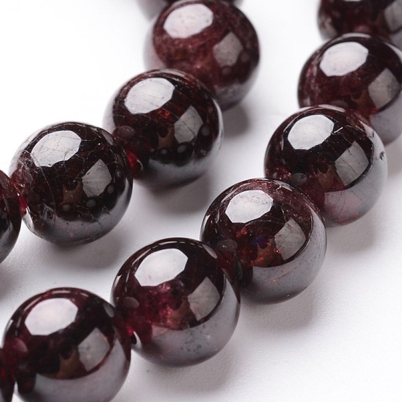 Brins de perles de grenat naturel rond, 8mm, 46pcs, 15 pouces — Perles à bijoux