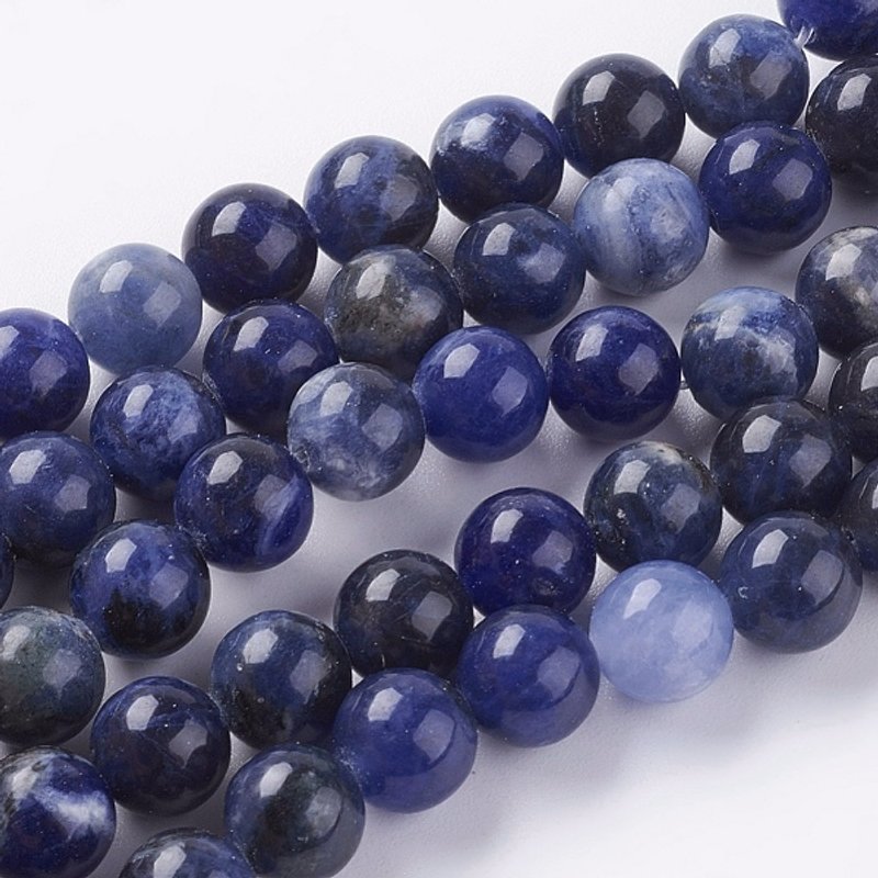 Brins de perles de sodalite naturelle, rondes, 8 mm, 24 pcs/brin — Perles à bijoux