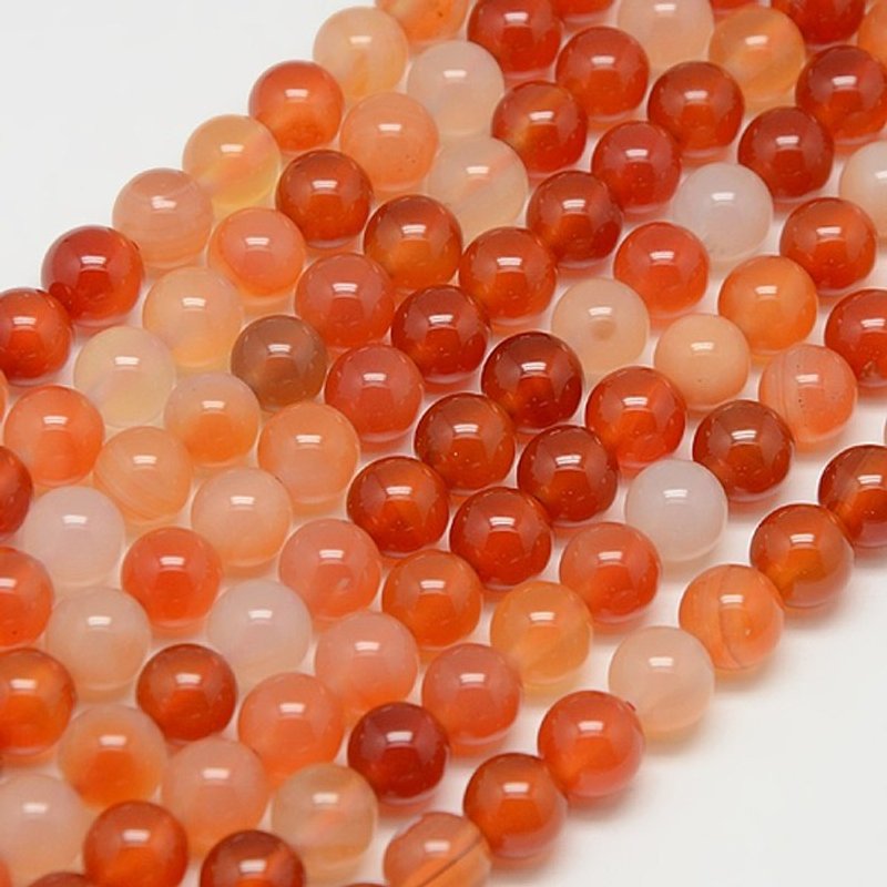 Brins de perles de carnelien naturel, rondes, grade A, 8 mm, 45 pcs — Perles à bijoux