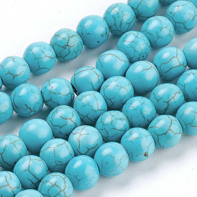 Synthetic Turquoise Beads Strands, Round, 8mm, 50pcs — Jewelry Beads