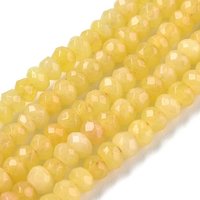 Dyed Natural Malaysia Jade Rondelle Beads Strands, Faceted, Gold
