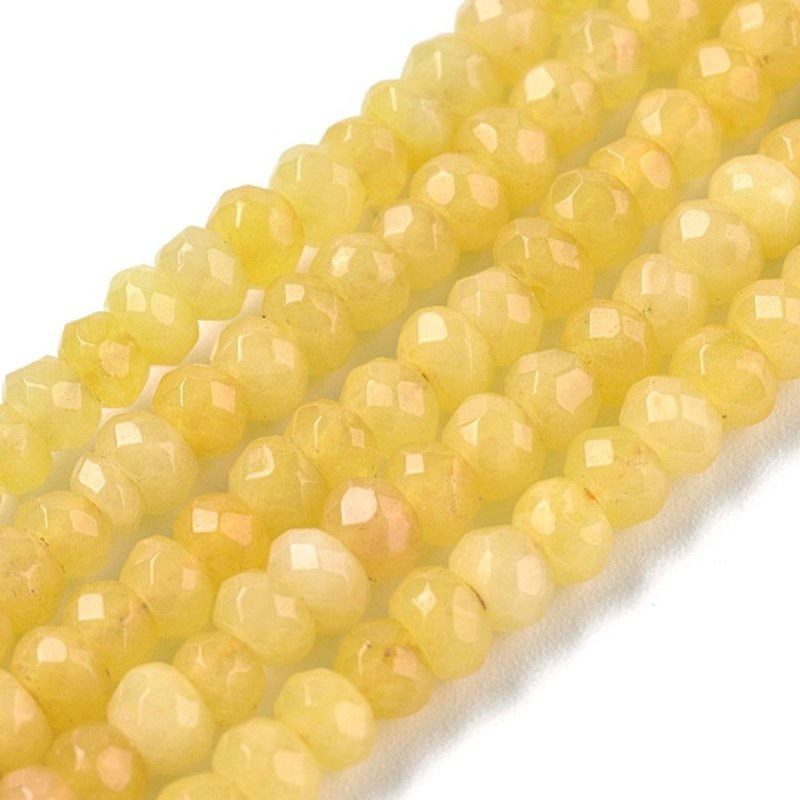 Brins de perles rondelles en jade naturel teinté de Malaisie, facettées, or — Perles à bijoux