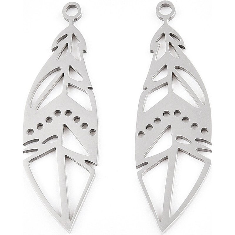 Non-Tarnish 201 Stainless Steel Feather Pendants, Laser Cut — Charms & Pendants