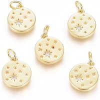 Brass Micro Pave Cubic Zirconia Star Pendant with Jump Ring