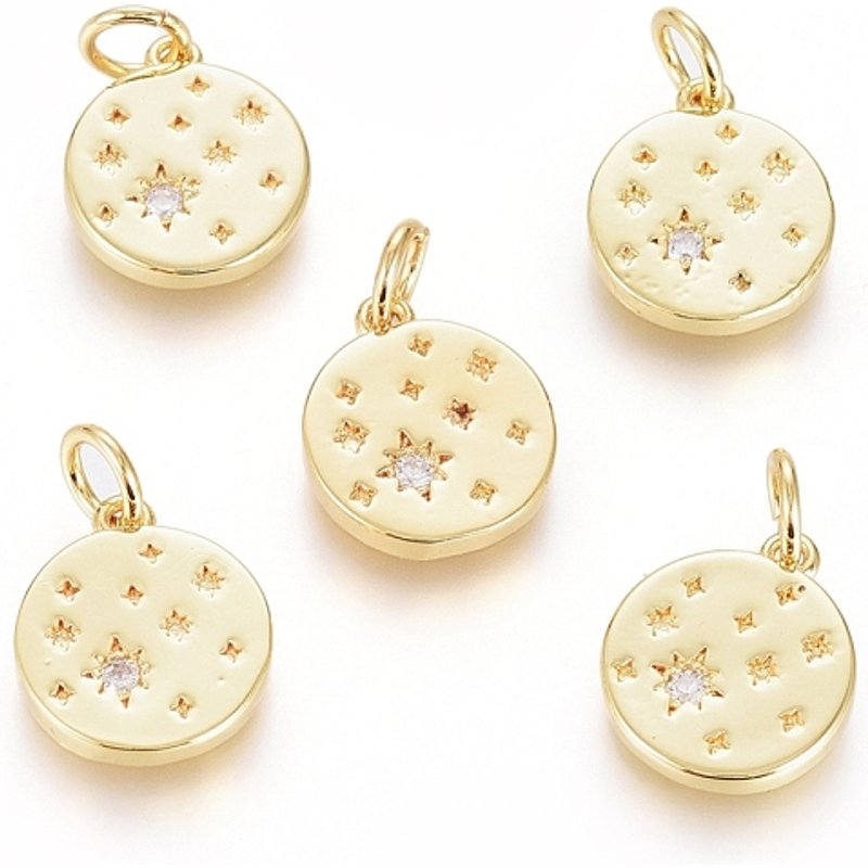 Brass Micro Pave Cubic Zirconia Star Pendant with Jump Ring — Charms & Pendants