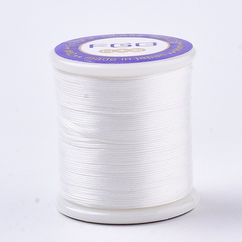 Nylon 66 Coated Beading Thread for Seed Beads, White, 0.1mm, 54.68 yards — Chains, Wire & Cord