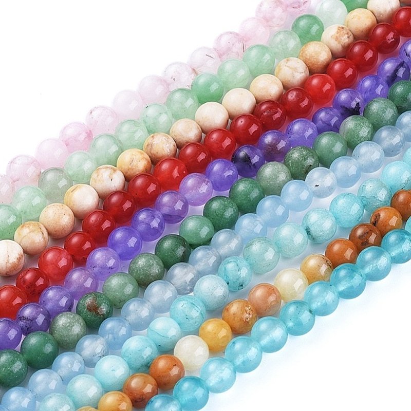 Natural Gemstone Beads Strands, Mixed Round Stones, 8mm, 46pcs — Jewelry Beads