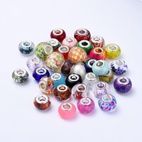Perles Européennes en Verre et Résine avec Noyau en Laiton Argenté, Couleurs Mélangées — Perles à bijoux
