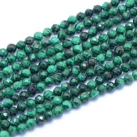 Natural Malachite Beads Strands, Faceted Round, 3mm, 126pcs