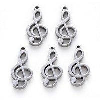 304 Stainless Steel Musical Note Pendants, Laser Cut, 17x8mm