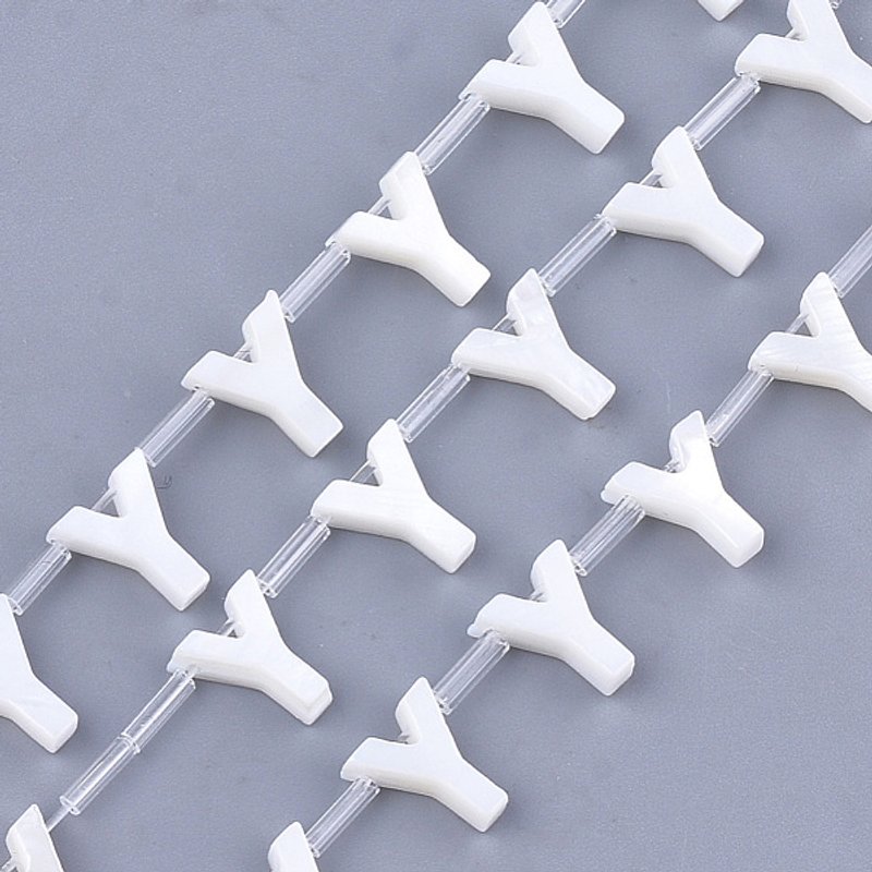 Freshwater Shell Beads, Top Drilled Beads, Letter.Y, 10x8.5x3mm — Jewelry Beads