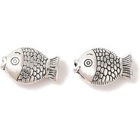 Tibetan Style Zinc Alloy Fish Beads in Antique Silver