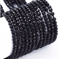 Brins de Perles en Verre Opaque Noires, Facettées Rondelle, 2x1.5mm — Perles à bijoux