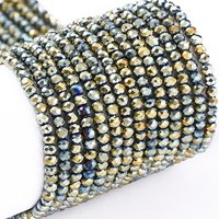 Brins de perles en verre électroplaqué, rondelle facettée, plaqué vert — Perles à bijoux