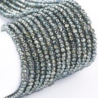 Brins de Perles en Verre Électroplaqué, Rondelle Facettée, Gris Ardoise — Perles à bijoux