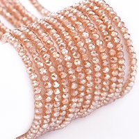 Electroplate Glass Beads Strands, Pearl Luster Plated, Sandy Brown