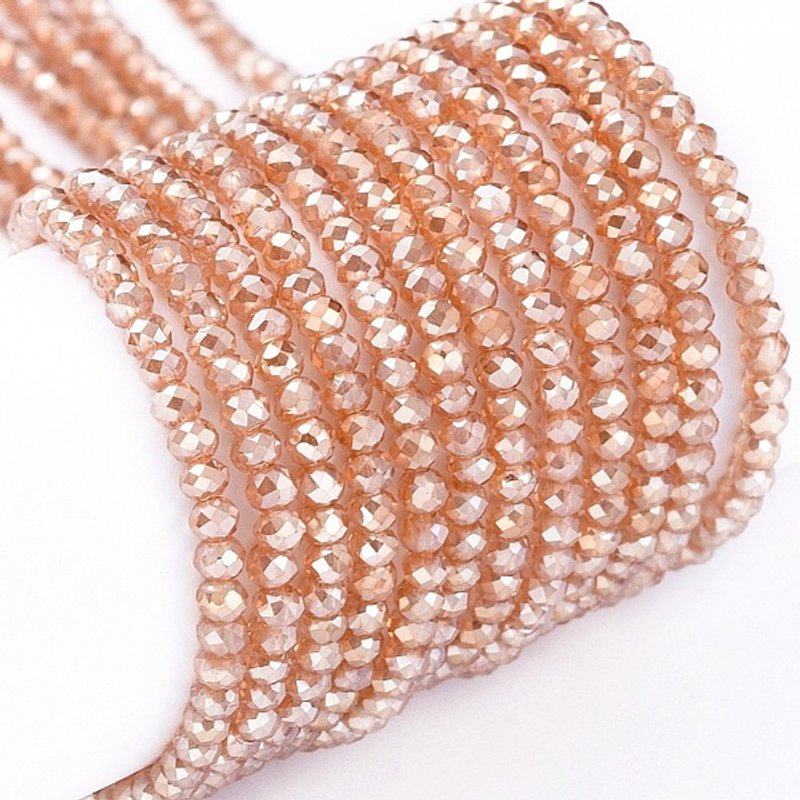 Fils de Perles en Verre Électroplaqué, Fini Lustre Perle, Brun Sable — Perles à bijoux
