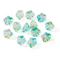 Electroplate Glass Beads, Trumpet Flower, Spring Green