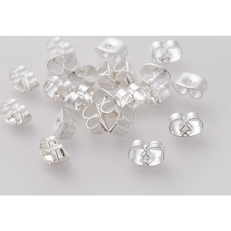 304 Stainless Steel Ear Nuts for Stud Earrings, Silver Plated — Jewelry Findings
