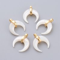 Pendants en Coquillage Mère de Perle Blanc Naturel avec Trouvailles Dorées — Breloques et pendentifs