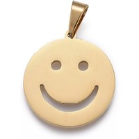 Pendentif en Acier Inoxydable 304 avec Plaquage Ionique, Visage Souriant, Doré — Breloques et pendentifs
