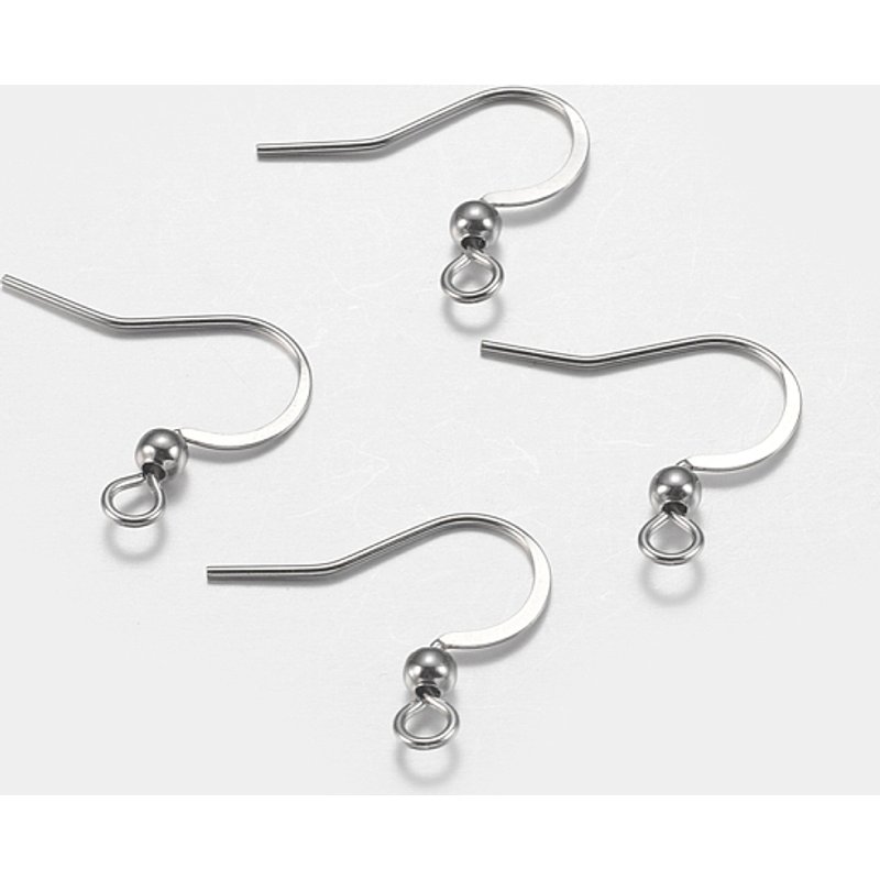 316 Surgical Stainless Steel French Earring Hooks with Horizontal Loop — Jewelry Findings