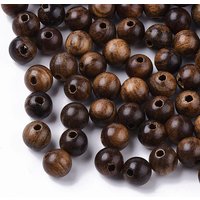 Natural Wood Beads, Waxed Round Coconut Brown, 6mm