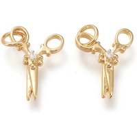 Brass Micro Pave Clear Cubic Zirconia Charms with Jump Rings