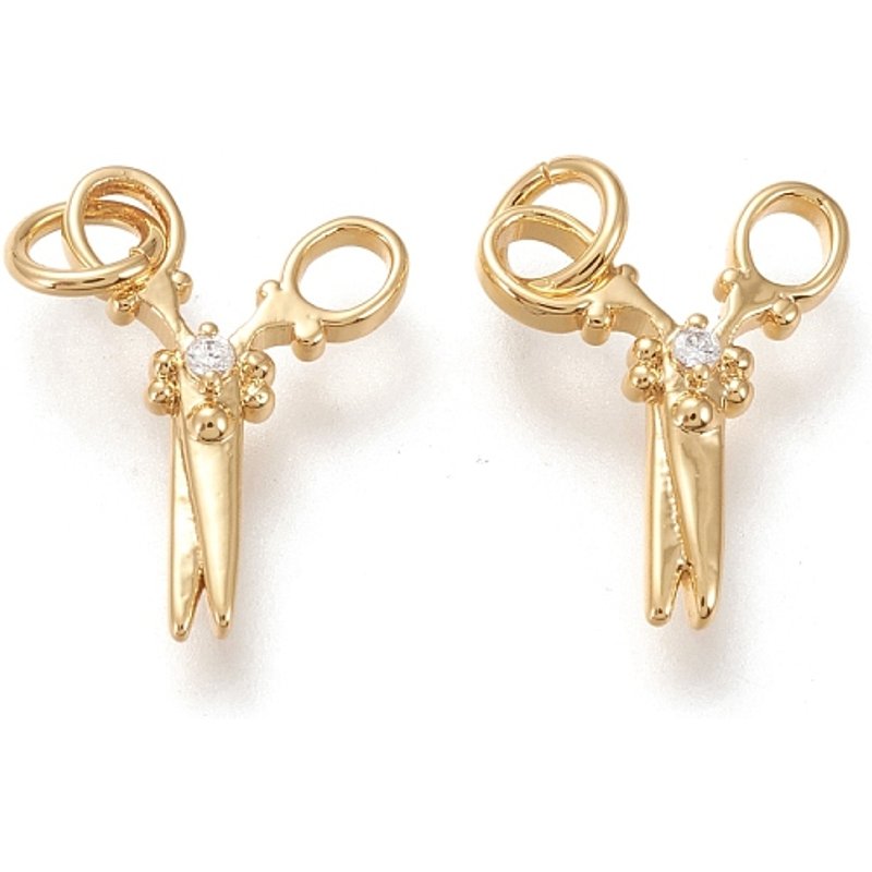 Brass Micro Pave Clear Cubic Zirconia Charms with Jump Rings — Charms & Pendants
