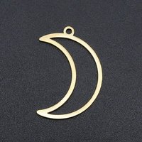 Pendentif en Acier Inoxydable Ion Plating 201, Charme Lune, Plaqué Or 18K — Breloques et pendentifs