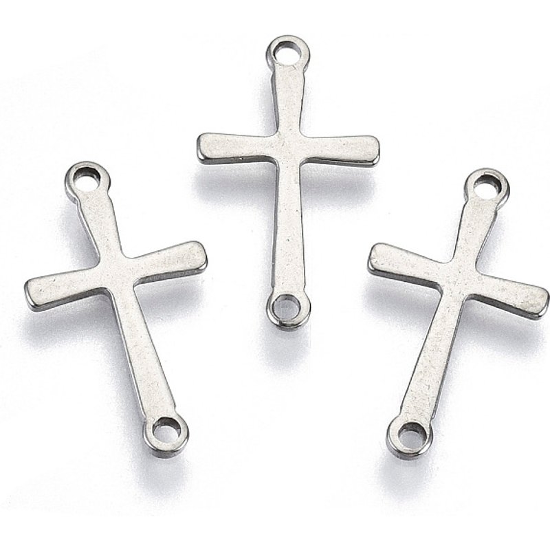 Connecteurs en acier inoxydable 201, croix, découpés au laser, 17x9.5mm — Accessoires pour bijoux