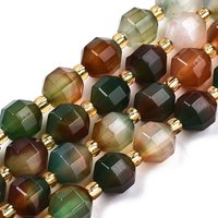 Natural Peacock Agate Beads Strands with Seed Beads, Dyed, 34pcs