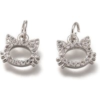 Charm en laiton micro pavé en zircon cubique clair - Chat — Breloques et pendentifs