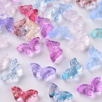 Transparent Glass Butterfly Beads, Mixed Colors, 8x15x4.5mm — Jewelry Beads