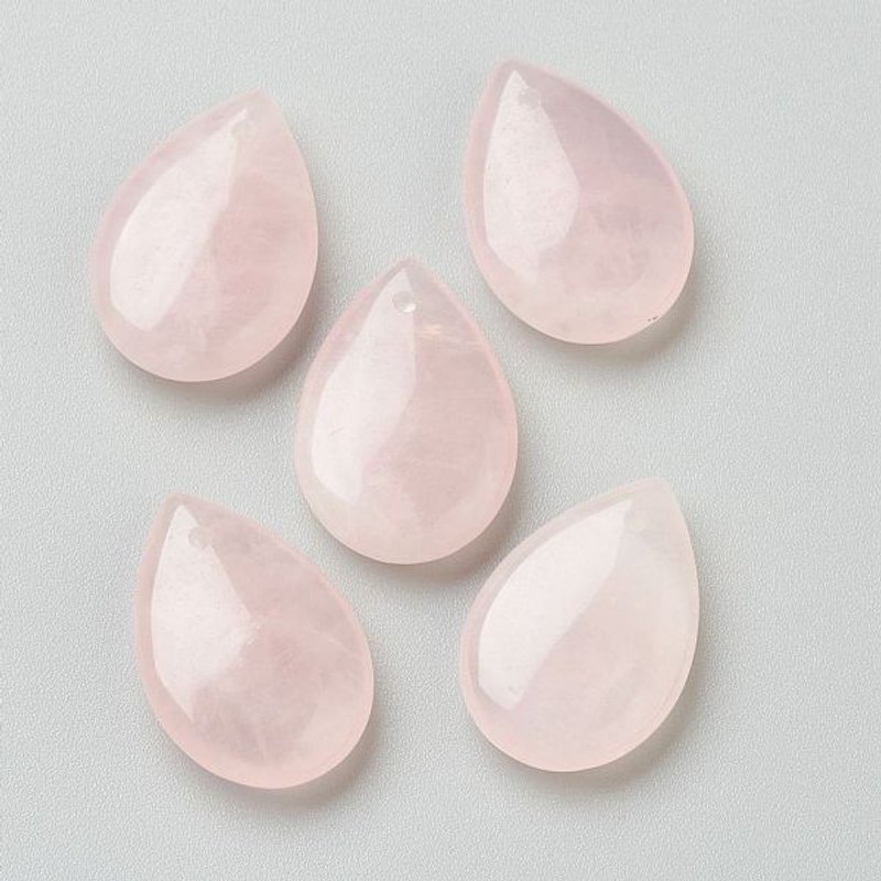 Pendants en Quartz Rose en Forme de Goutte avec Trou — Breloques et pendentifs