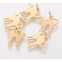 Pendants en Acier Inoxydable 201 en Forme de Chaton Doré — Breloques et pendentifs