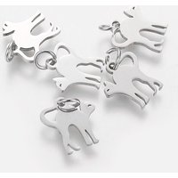 Non-Tarnish 201 Stainless Steel Kitten Pendants, Stretch Cat Shape