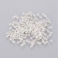 Perles à écraser en laiton, Rondelle, plaqué argent, 2x2mm, 939pcs — Perles à bijoux