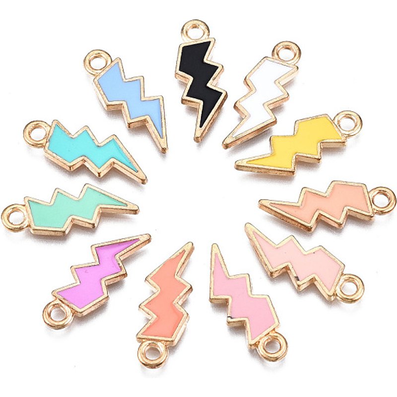 Pendentif Éclair en Émail Alliage, Or Clair et Couleurs Mélangées — Breloques et pendentifs