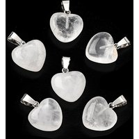 Pendentifs en Quartz Naturel en Forme de Cœur avec Boucles en Laiton
