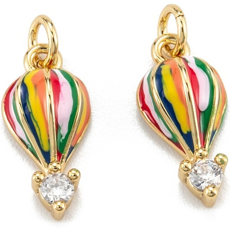 Brass Micro Pave Clear Cubic Zirconia Hot-Air Balloon Charm — Charms & Pendants