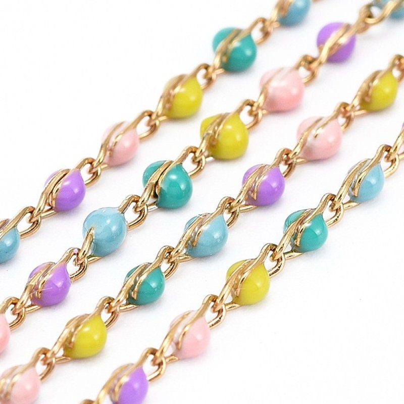 304 Stainless Steel Enamel Twisted Chains, Soldered, Golden, 3.28 Feet — Chains, Wire & Cord