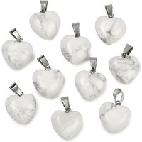 Pendants en Howlite Naturelle en Forme de Cœur avec Boucles en Laiton Platine