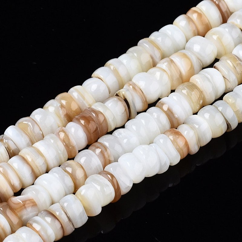 Brins de Perles Naturelles en Coquillage d'Eau Douce, Ronds/Disques Aplats, Heishi — Perles à bijoux