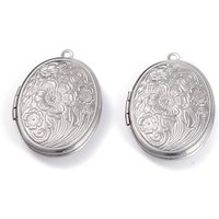 Pendentif Médaille Ovale en Acier Inoxydable 316 Résistant à l'Oxyde avec Sakura — Breloques et pendentifs