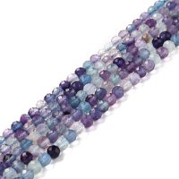 Brins de perles de fluorite naturelle, rondes, facettées, grade AA, 4mm — Perles à bijoux